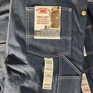 NWT Round House Men's Premium Bib Overalls - Dark Blue